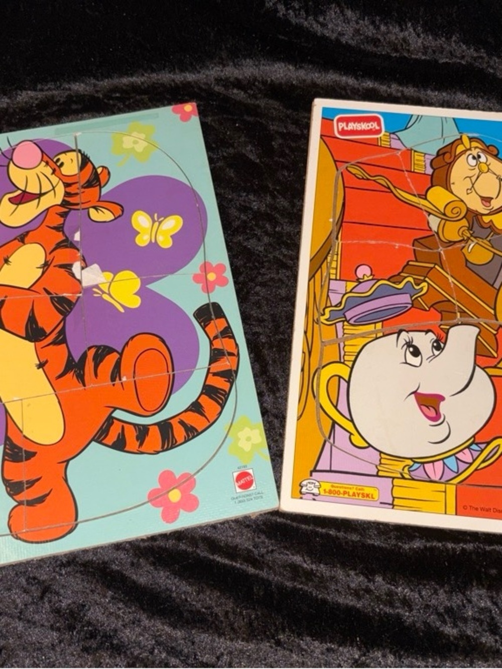 Playskool & Mattel Disney Vintage Wooden Frame Tray Puzzles Lot (2) GUC and EUC